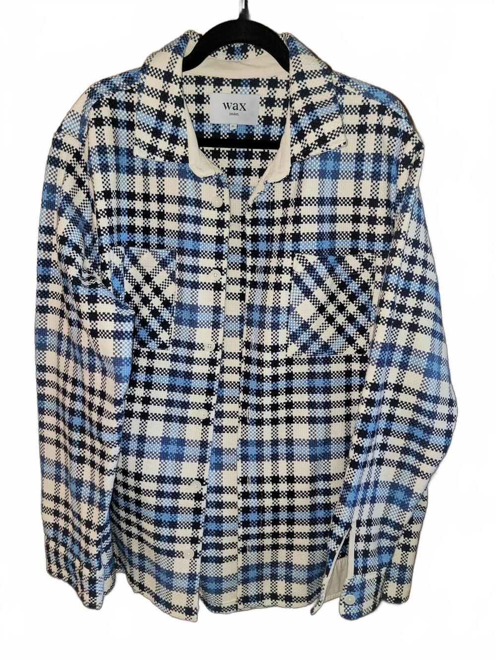 Wax London XL Blue and Black Plaid Button-Up Shirt